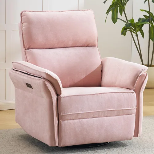 Miniatura 18 de Rocking Chair Nursery with Adjustable Headrest,Manual Swivel Rocker Recliner Nursery Chair with Overstuffed Armrest,Glider Rocker Recliner for