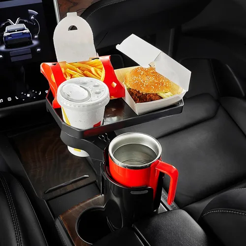 JoyTutus - Expansor de portavasos para coche, bandeja fijable para tazas de automóvil con rotación de 360°, soporte grande para tazas que adapta la