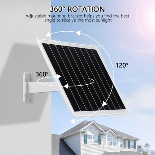 Miniatura 6 de Panel solar de 8 W y 5 V, cargador solar impermeable IP65 para exteriores, puertos micro USB USB-C DC35135, cable de 9.5 pies y soporte ajustable