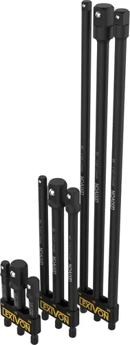 LEXIVON Juego de adaptadores de enchufe de grado de impacto de 9 piezas, broca de extensión de 3, 6 y 12 pulgadas con soporte, accionamiento de 1/4,
