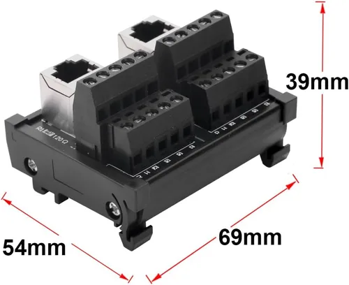 Miniatura 3 de Placa de distribución de conector Ethernet de montaje en riel DIN RJ45 8P8C, conector de bloque de terminales de conector vertical RJ45