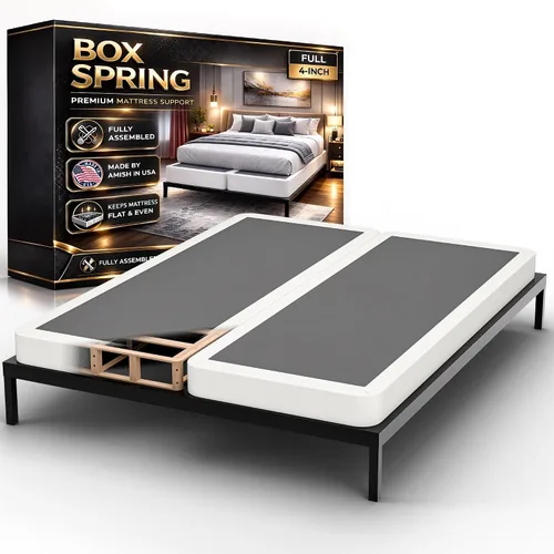 Miniatura 19 de Base de cama con somier, tamaño individual, base de colchón de madera de 2 pulgadas, fabricada en Estados Unidos, silenciosa, sin ruido, 2 piezas