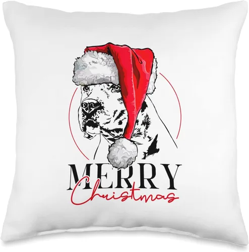 Wilsigns Dogo Argentino Christmas Funny Santa Dogo Argentino - Almohada con texto en inglés "Merry Christmas", diseño de perro y mamá, 16 x 16