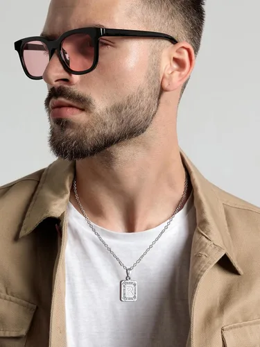 Miniatura 3 de U7 Collar con monograma A-Z 26 letras colgantes chapado en oro de 18 quilates, chapado en platino, collares cuadrados con inicial mayúscula