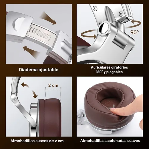 Miniatura 4 de OneOdio Pro-30 - Auriculares de diadema con cable de sonido estéreo premium con controlador de 50 mm, auriculares plegables y cómodos con orejeras