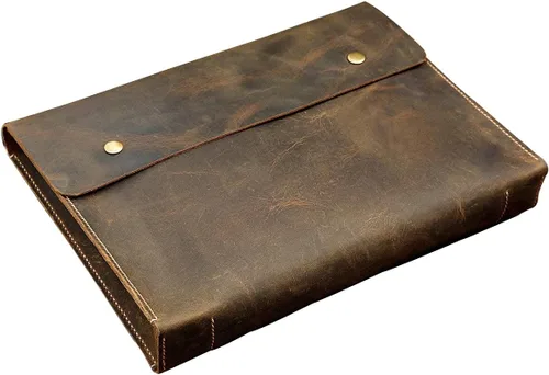Carpeta personalizada de cuero vintage para portadocumentos, A4/tamaño carta de papel de cuero organizador de caja de archivo cartera - DH05S