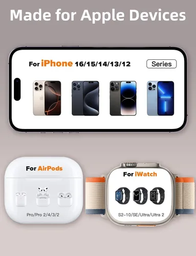 Miniatura 7 de Estación de carga 3 en 1 compatible con cargador Magsafe, soporte de cargador inalámbrico para múltiples dispositivos Apple, estación de carga