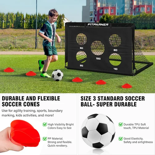 Miniatura 6 de Portería de fútbol, portería de fútbol para niños en el patio trasero, 2 unidades, redes de fútbol portátiles de 4 x 3/6 x 4 pies con objetivo