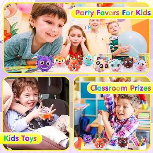 Miniatura 5 de Kiss Monkey Paquete de 24 recuerdos de fiesta para niños 3D Animal Pop, juguetes de caja del tesoro, bolsas de regalos para niños, rellenos