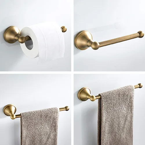 Miniatura 2 de Flybath Juego de accesorios de baño de 2 piezas, toallero y soporte para papel higiénico, latón antiguo, montado en la pared, bronce cepillado