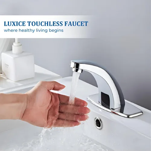 Miniatura 4 de Grifo de lavabo de baño sin contacto con sensor de movimiento automático, manos libres, grifos comerciales cromados con válvula mezcladora