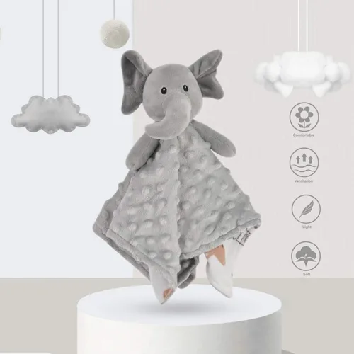 Miniatura 8 de BORITAR Manta de seguridad para bebé de elefante, suave manta de punto minky con bonito patrón de animales, manta de peluche para recién nacido