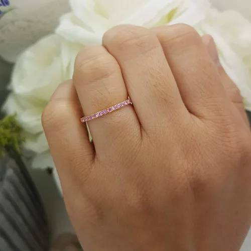 Miniatura 5 de Dazzlingrock Collection Round Gemstone or Diamond Elegant Wedding Band for Women in Gold