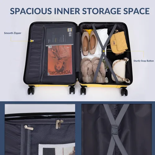 Miniatura 6 de Travelhouse Juego de equipaje, 3 piezas de maleta con ruedas giratorias, cerraduras TSA para equipaje de 20 pulgadas, 24 pulgadas y 28 pulgadas