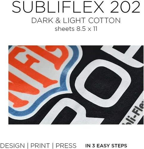 Miniatura 3 de Subli Flex 202 - Papel de sublimación para algodón oscuro y claro, 5 hojas de 8.5 x 11 pulgadas