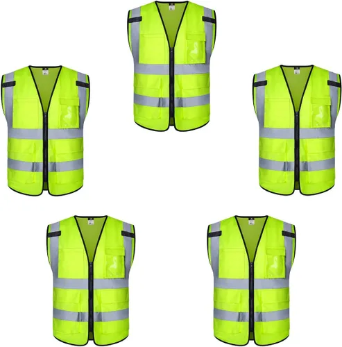 Miniatura 21 de Dib Safety - Chaleco reflectante ANSI clase 2, chaleco de alta visibilidad con bolsillos y cremallera, ideal para trabajo en construcción, alta
