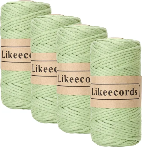 Miniatura 52 de Likeecords - Cuerda de macramé de 4 mm de un solo hilo, 80 m de cuerda de macramé colorida, cuerda de algodón para macramé, cuerda de algodón