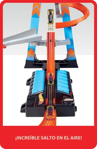 Miniatura 4 de Hot Wheels Sky Crash Tower Track Set - Juego de pistas de torre de 2.5+ pies / 83 cm de altura con refuerzo motorizado, pista naranja y 1 vehículo