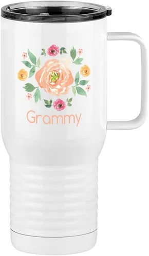 Miniatura 24 de Just So Posh Abuela Flowers Tumbler, Vaso de Café de Viaje con Asa y Tapa Deslizante, Blanco 20 oz Polar Camel, Acero Inoxidable, Aislado al Vacío
