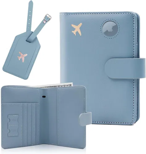 Miniatura 8 de Melsbrinna Rfid - Soporte para pasaporte para mujeres y hombres, juego de etiqueta de maleta de viaje, bonita cartera de pasaporte con ranuras