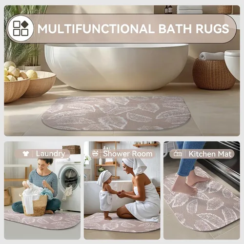 Miniatura 8 de YDKGL Alfombra de baño de medio círculo, alfombras de baño finas para debajo de la puerta, de secado rápido, antideslizante, lavable, con respaldo