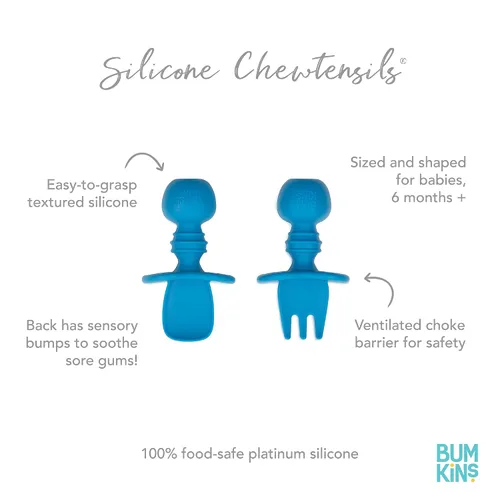 Miniatura 5 de Bumkins Juego de utensilios para bebés, Chewtensils cucharas de silicona para mojar, autoalimentación, destete dirigido por el bebé, aprendizaje