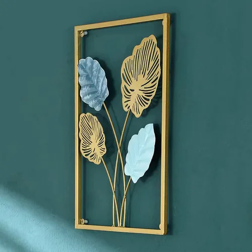 Miniatura 7 de MKUN Esculturas de pared de hierro – Juego grande de 3 piezas rectangulares de metal para decoración de pared con arte de ginkgo biloba, ideal