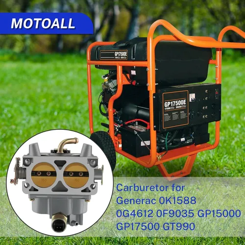 Miniatura 2 de Carburador MOTOALL para Generac 0K1588 Reemplaza 0G4612 0F9035 GP15000 GP17500 GT990 Carb