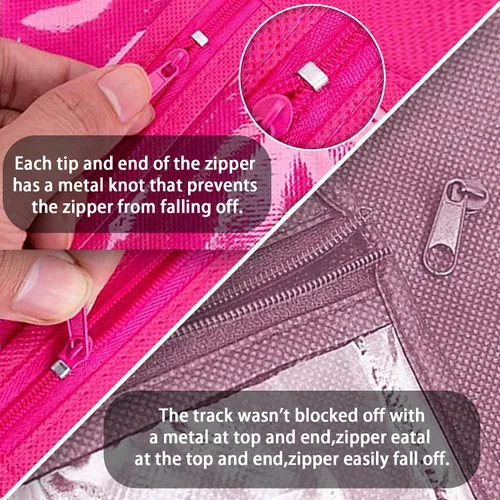 Miniatura 5 de 3 piezas de bolsa de almacenamiento extralarga para pelucas con colgador de madera, bolsa de almacenamiento para extensiones de cabello con Rosa Hot
