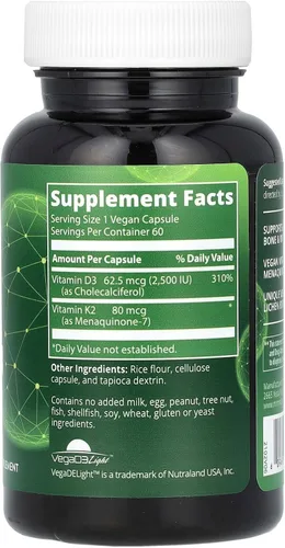 Miniatura 2 de MRM Nuturition Vitamina D3 vegana de 2,500 UI Hueso + Salud inmunológica Hecho de líquenes Apoya la absorción de calcio Vegano + Apto