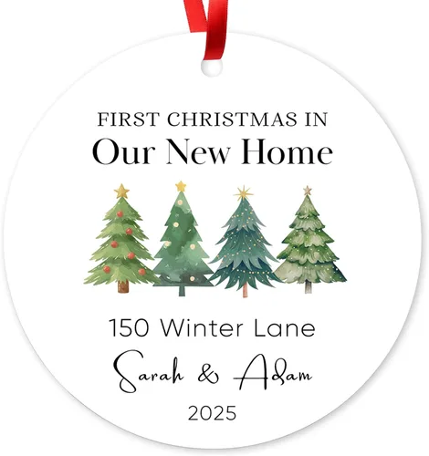 Miniatura 14 de Adorno personalizado para la primera Navidad en nuestro nuevo hogar 2025, adorno de Navidad de dirección de casa nueva, regalos de inauguración