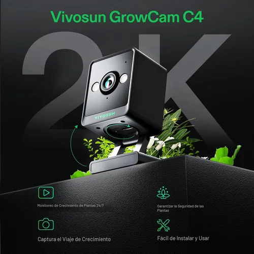 Miniatura 3 de VIVOSUN GrowCam C4, cámara inteligente WiFi 2K QHD para carpa de cultivo y caja de cultivo inteligente VGrow, compatible con WiFi de 2.4GHz