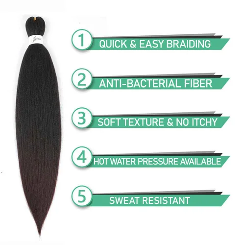 Miniatura 3 de 8 paquetes de extensiones de cabello trenzado profesional preestiradas de 24 pulgadas, trenzas sintéticas de pelo EZ natural, trenzas de ganchillo 8