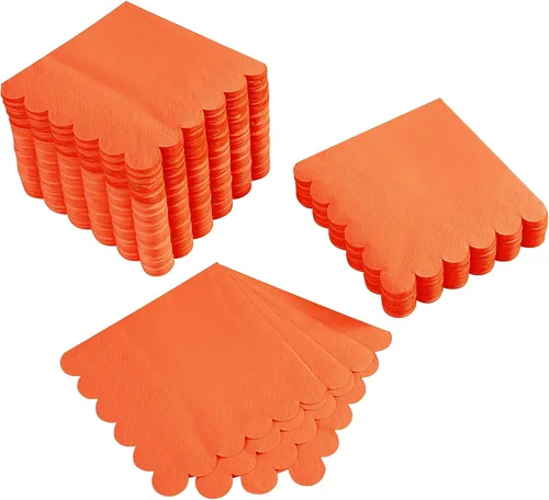 Miniatura 8 de 100 paquete de servilletas de cóctel de 2 capas con borde festoneado, servilletas de postre plegadas de 5 x 5 pulgadas, servilletas desechables