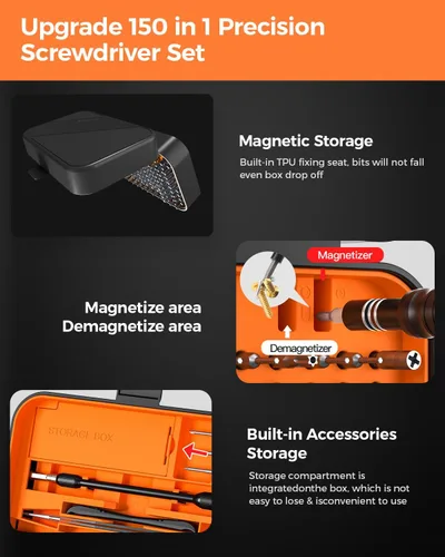 Miniatura 4 de LIFEGOO Juego de destornilladores de precisión, kit magnético de herramientas de reparación de anteojos 121 en 1 mejorado