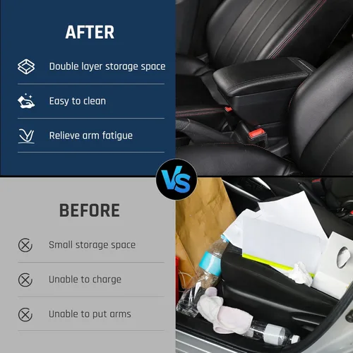 Miniatura 6 de YJYWZH Caja de reposabrazos para Nissan March Micra 2011-2016, caja de almacenamiento central, organizador interior de consolas centrales de mano