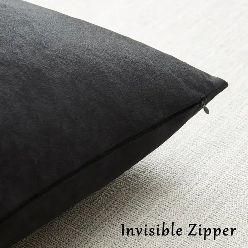 Miniatura 4 de GIGIZAZA - Juego de 2 fundas de almohada decorativas de 16 x 16 pulgadas, fundas de almohada cuadradas color negro para sofá, bohemias, de terciopelo