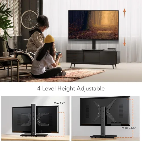 Miniatura 4 de Hemudu - Soporte universal giratorio para TV de 21 a 50 pulgadas con rotación de 90 grados, base de mesa con 4 niveles de altura ajustable, base