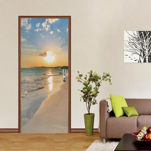 Miniatura 12 de TUOKING Adhesivo para puerta, calcomanías de vinilo para puerta, mural autoadhesivo para decoración del hogar, 30.3 pulgadas de ancho x 78.7