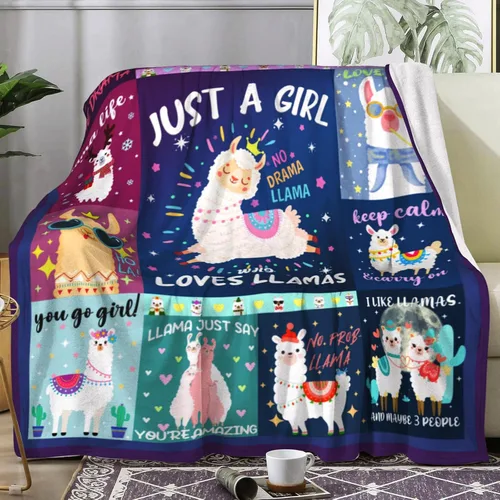 Miniatura 2 de Manta de llama linda manta suave y cálida de alpaca de dibujos animados para sofá, cama, regalos de cumpleaños de alpaca para niñas, adultos