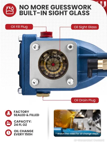 Miniatura 7 de WOJET Bomba de lavado a presión de émbolo triplex, 3600PSI 2.7GPM, eje de 3/4 pulgadas, autocebante, kit de bomba de repuesto horizontal