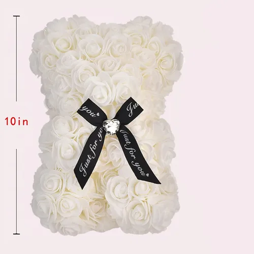 Miniatura 3 de Lgv Oso de rosas de flores, regalo romántico para el día de la madre de San Valentín, Navidad, cumpleaños, novia, madre, esposa, con diamantes Blanco