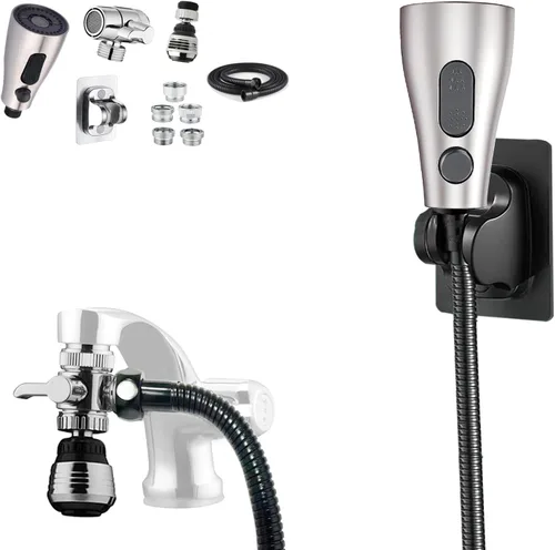 Accesorio rociador de manguera de grifo de cocina para grifo de bañera, cabezal de repuesto de rociador de grifo de fregadero con manguera de acero