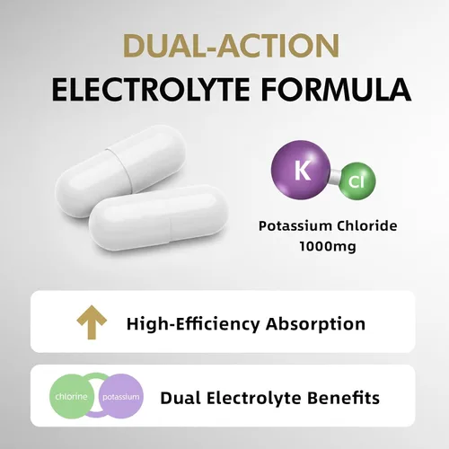 Miniatura 3 de Cloruro de potasio de alta potencia de 1000 mg por porción Suplemento de potasio – Apoya el equilibrio electrolítico, la salud cardíaca, muscular