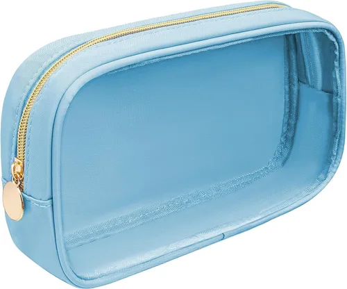 KOTORA Bolsa de maquillaje transparente, bolsa de cosméticos, pequeña bolsa pequeña, bolsa de aseo aprobada por la TSA, bolsas de aseo con