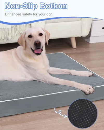 Miniatura 7 de KSIIA Cama Extra Grande para Perro para Almohadilla de Jaula, Cama Impermeable para Perro con Funda Extraíble y Lavable, Espuma Tipo Caja de Huevos