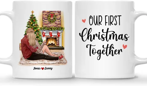 Miniatura 7 de Gossby Taza de café de Navidad personalizada para parejas y perros, personalizada con diseño, nombre, regalo de Navidad para novia, novio, esposa