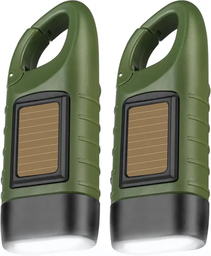 Miniatura 7 de SEANCHEER Linternas solares de manivela, linterna LED compacta recargable de emergencia, linterna de supervivencia de mano, linterna de dinamo