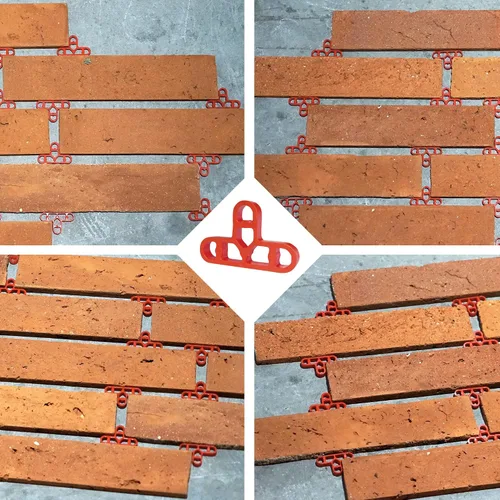 Miniatura 4 de JINYO Color rojo de 0.394 in 3/8 de pulgada de chapa de ladrillo delgado espaciador de azulejos Sistema de nivelación de azulejos Espaciador