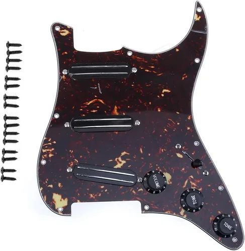 Miniatura 11 de Musiclily Golpeador ST-SSS básico precableado con mini riel de cerámica Humbucker para guitarra eléctrica Strat Style, 3 capas blanco envejecido